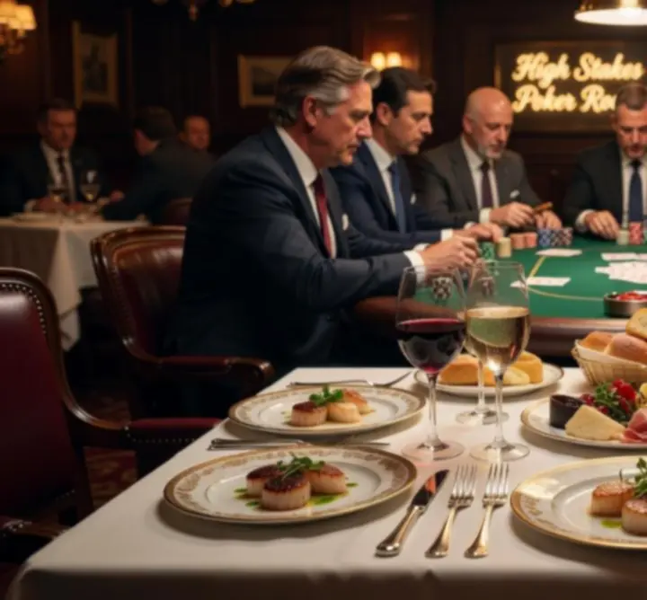 Stół restauracyjny przygotowany dla gości grających w pokera